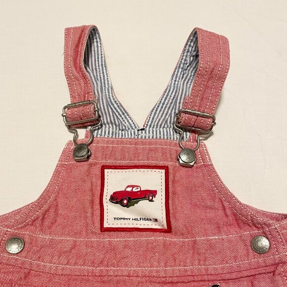 Vintage Tommy Hilfiger Toddler Overalls 12 - 18 M Red Truck - Picture 3 of 16